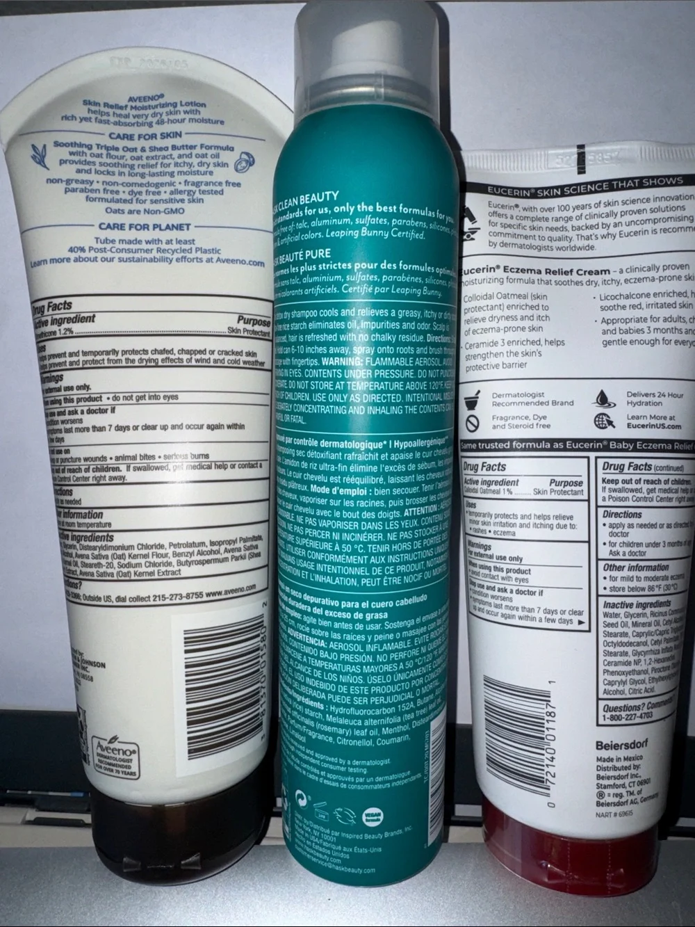 HASK Invigorating Tea Tree Oil & Rosemary Dry + Aveeno | very dry skin + Eucerin